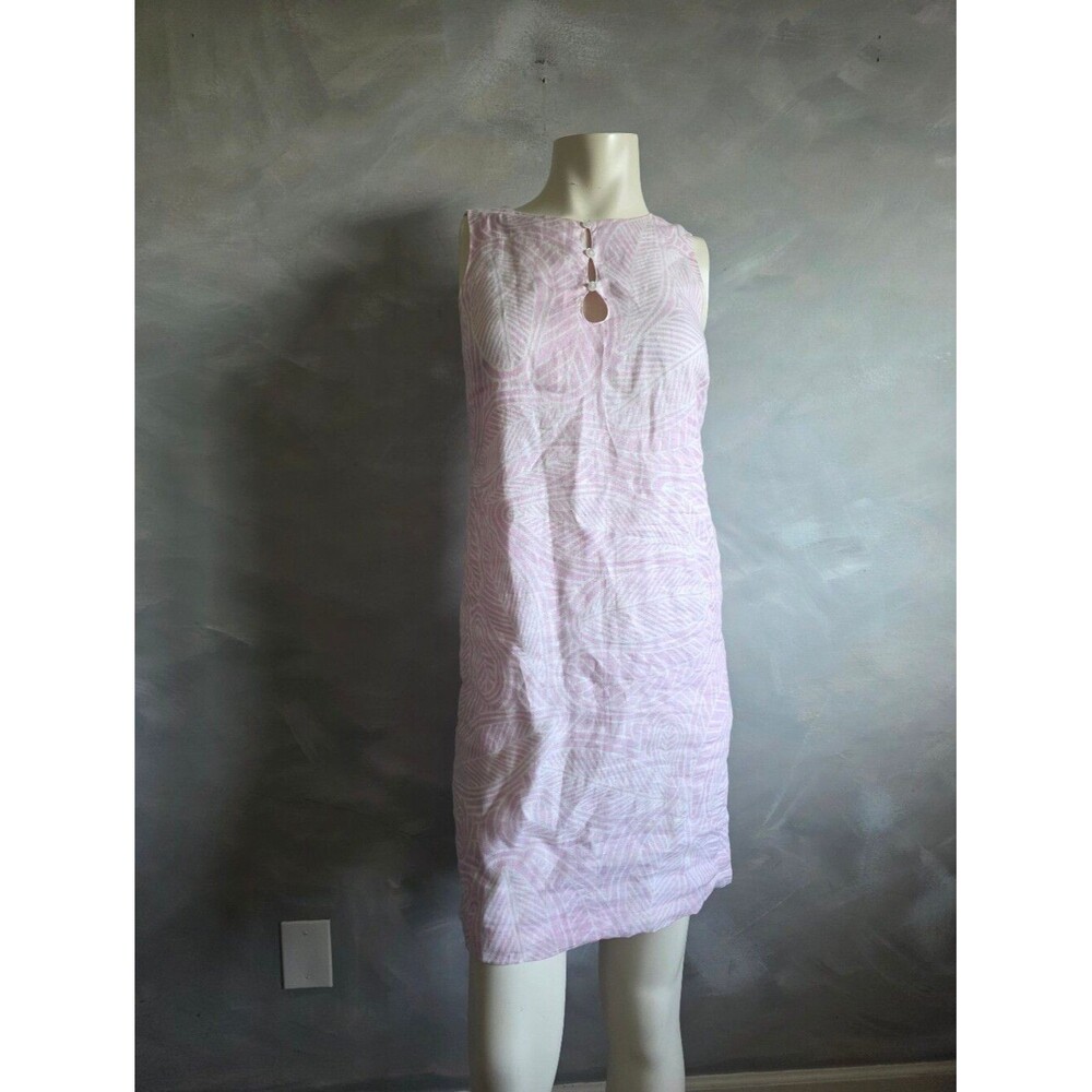 Island Company Pink White Linen Dress Castaway Shift Sleeveless Southern Preppy